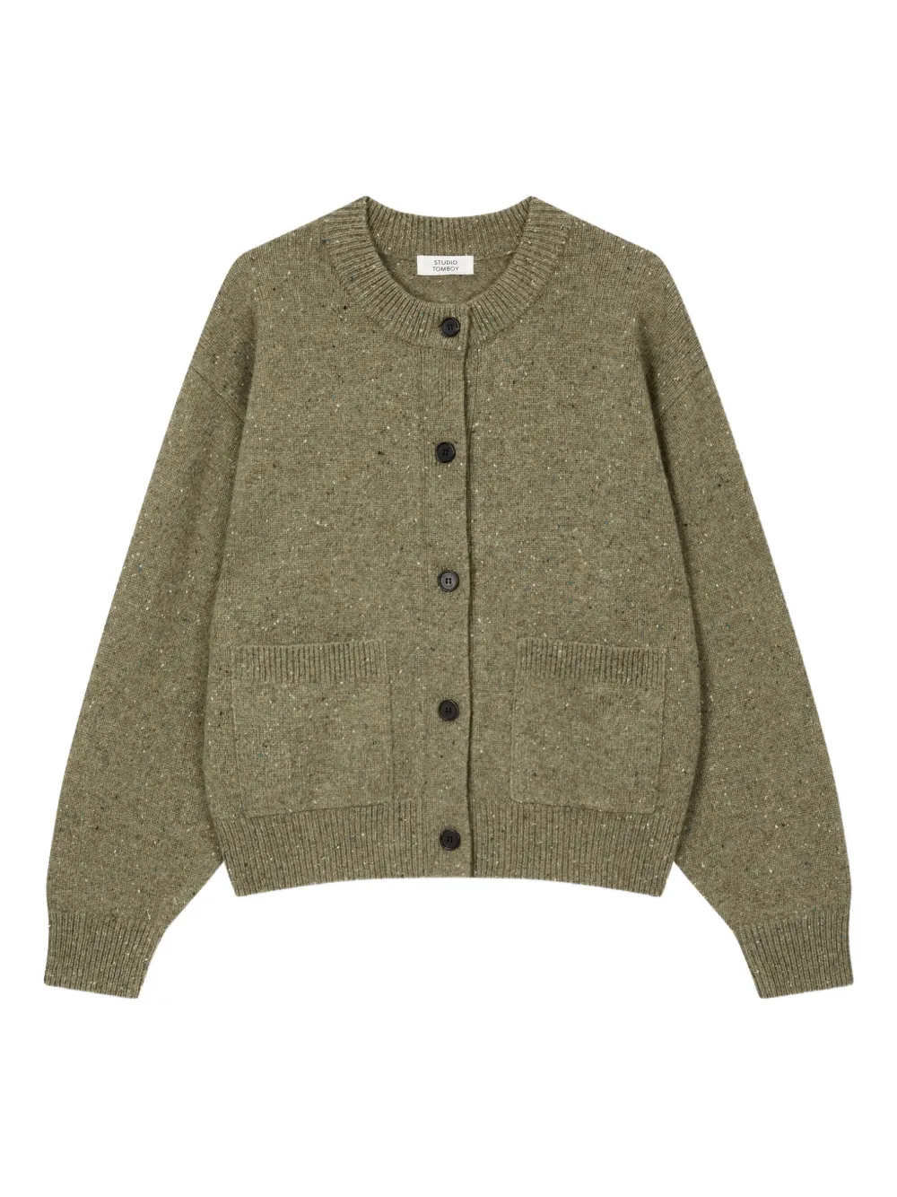 STUDIO TOMBOY patch-pocket speckled cardigan | Green | Image 1