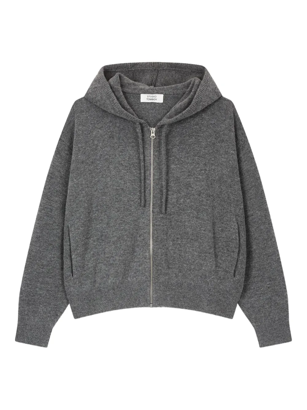 STUDIO TOMBOY logo-embroidered zip-up hoodie | Grey | Image 1