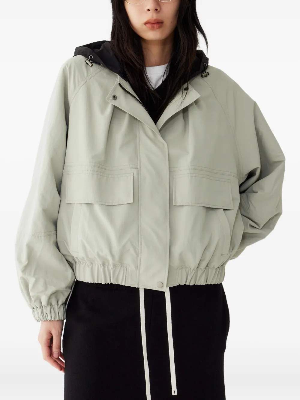 Studio Tomboy Detachable-hood Flap-pocket Jacket In White