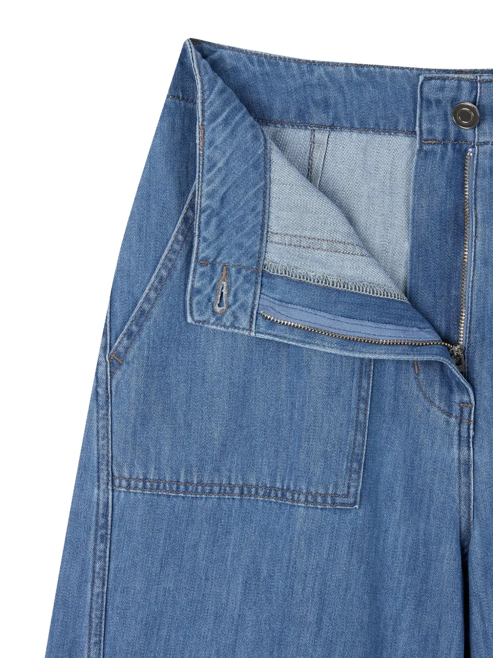 Studio Tomboy Patch-pocket Denim Trousers In Blue