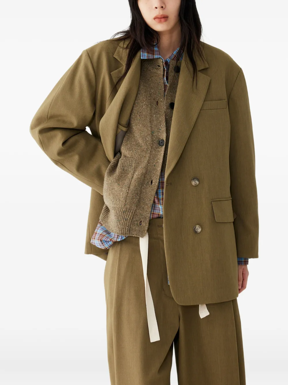 STUDIO TOMBOY Blazer met enkele rij knopen Groen