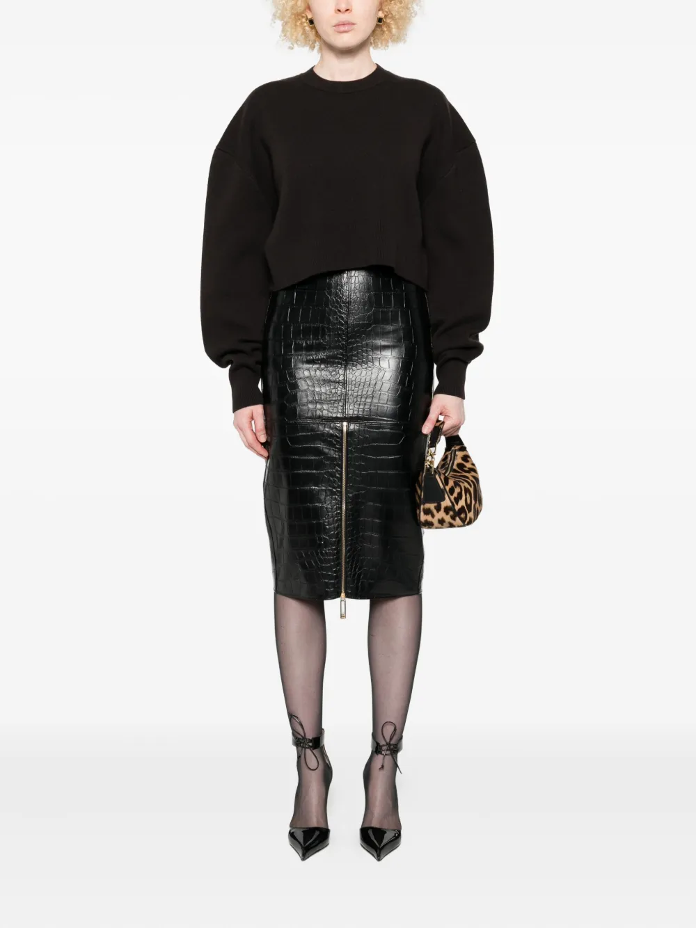 Elisabetta Franchi crocodile-embossed zip-detail skirt | Pencil Skirts | Image 2