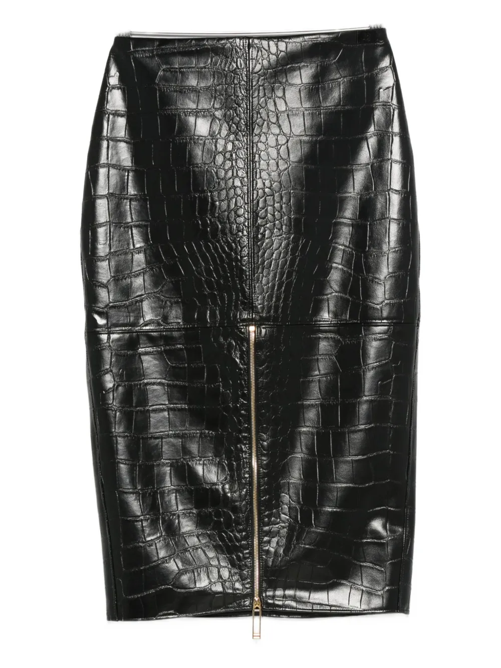 Elisabetta Franchi crocodile-embossed zip-detail skirt | Black | Image 1