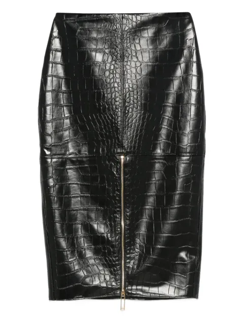 Elisabetta Franchi crocodile-embossed zip-detail skirt
