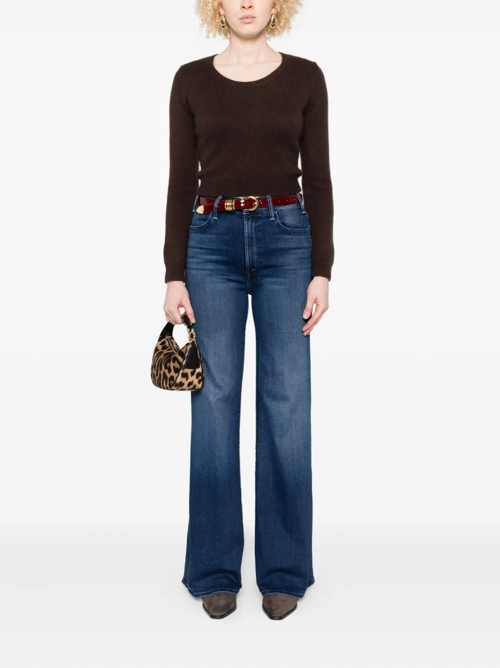 Mother The Hustler Roller Sneak Wash-effect Jeans In Blue