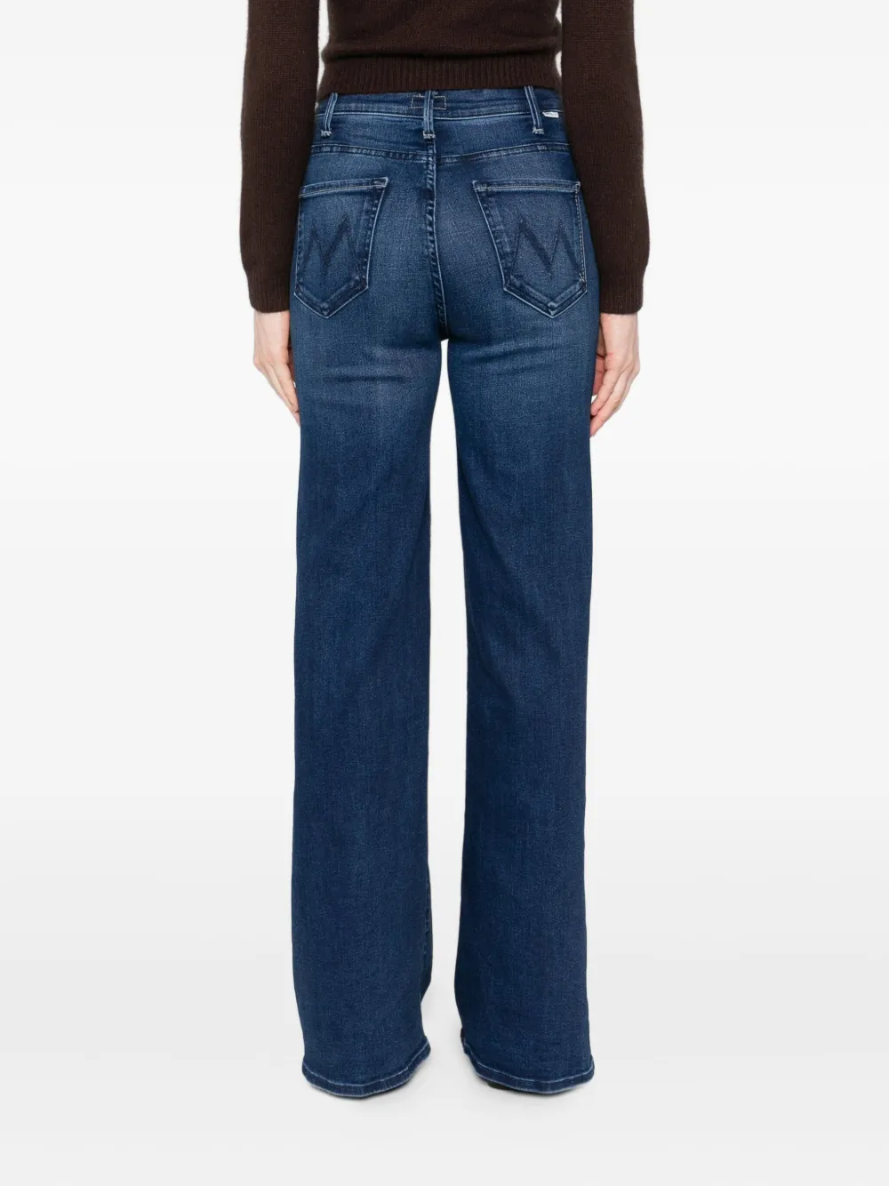 Mother The Hustler Roller Sneak Wash-effect Jeans In Blue