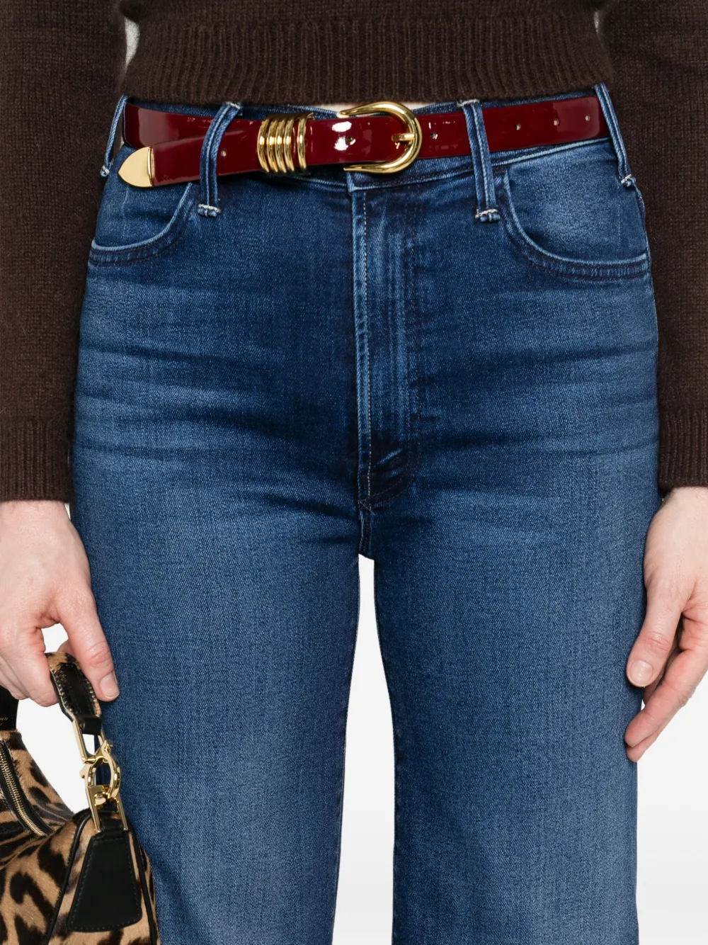 Mother The Hustler Roller Sneak Wash-effect Jeans In Blue