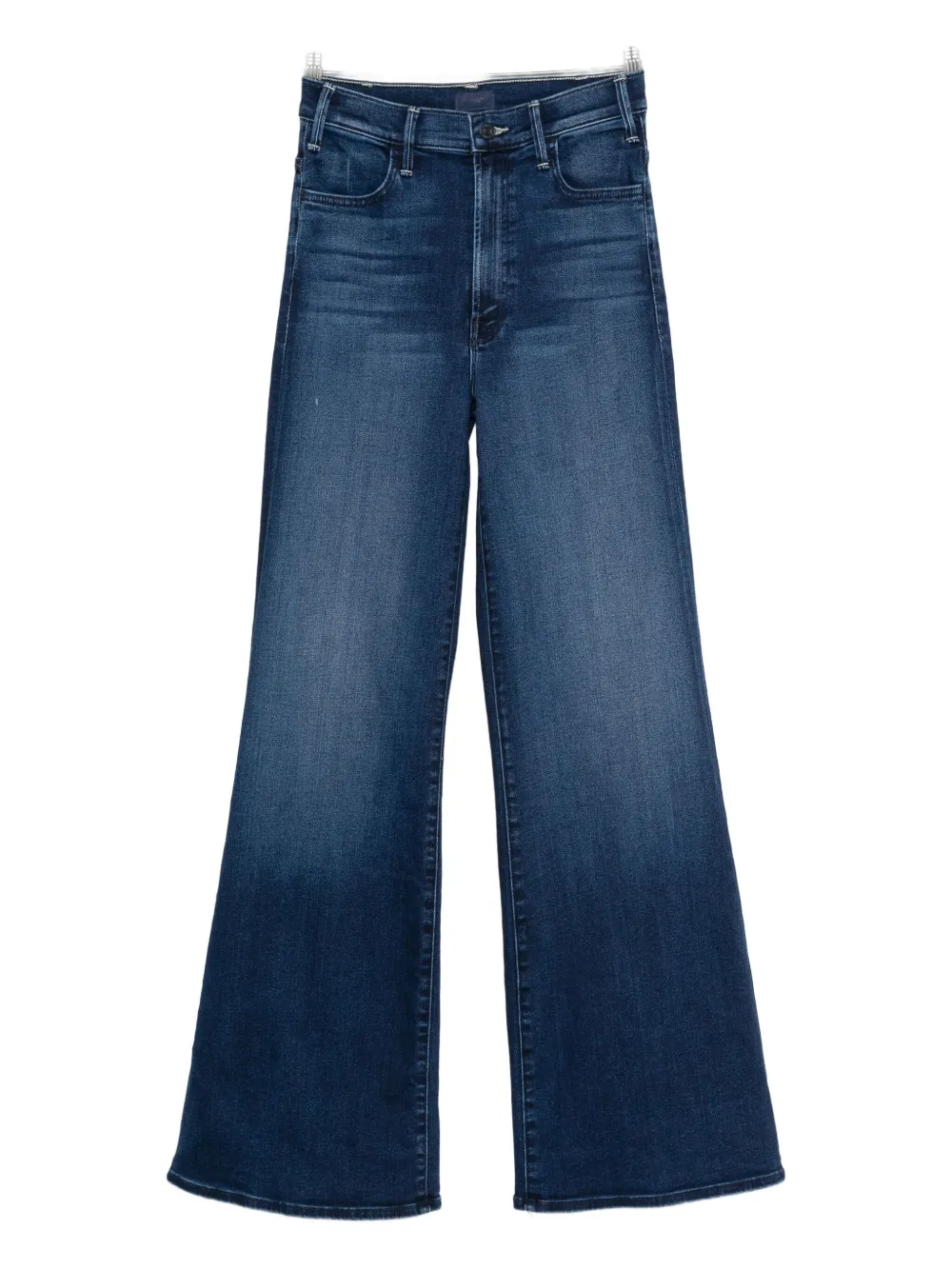 Mother The Hustler Roller Sneak Wash-effect Jeans In Blue
