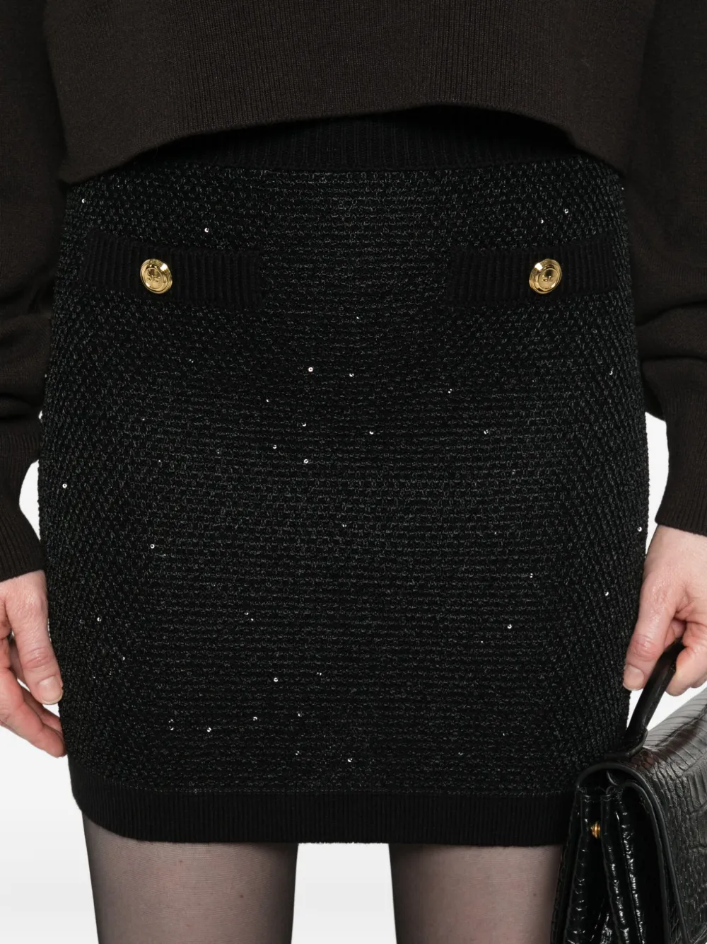 Elisabetta Franchi Button-embellishment Skirt In Black