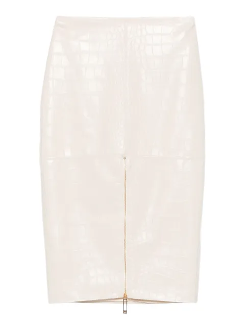 Elisabetta Franchi crocodile-effect zip-front skirt