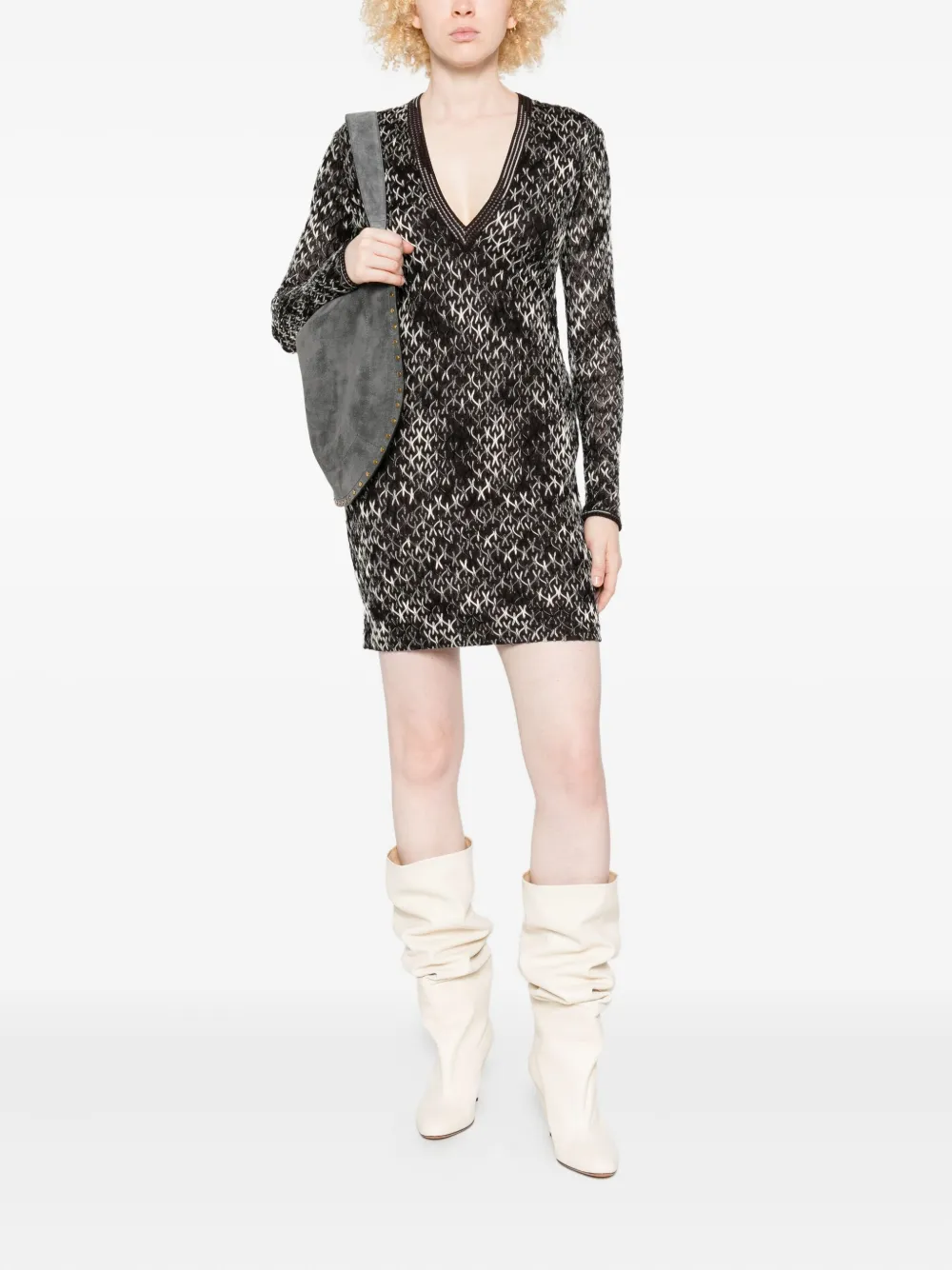 Missoni Jurk met geometrisch patroon en V-hals - Bruin
