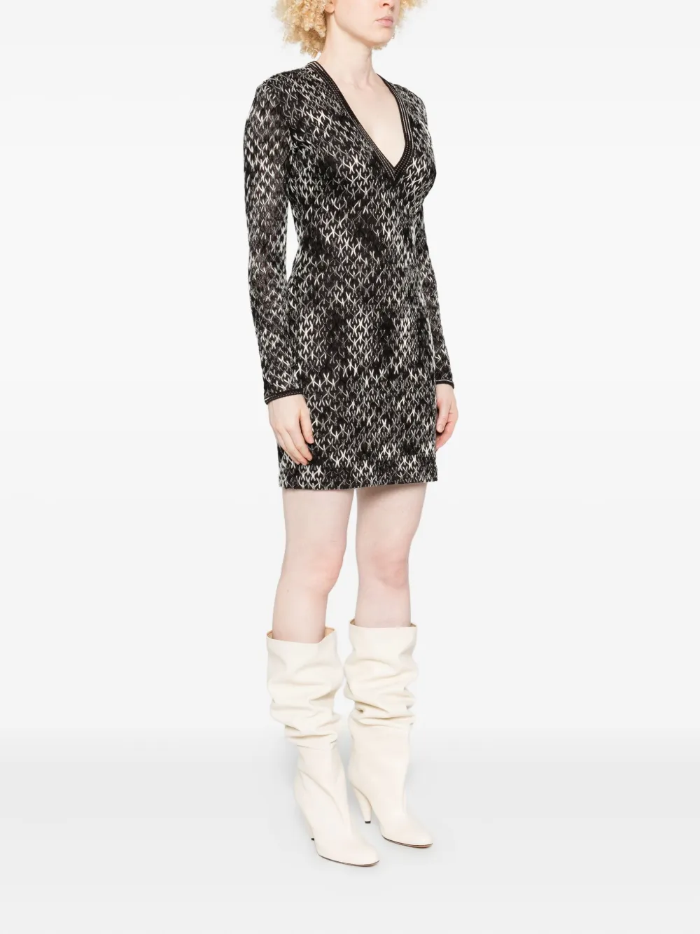 Missoni Geometric-pattern V-neck Dress In Black