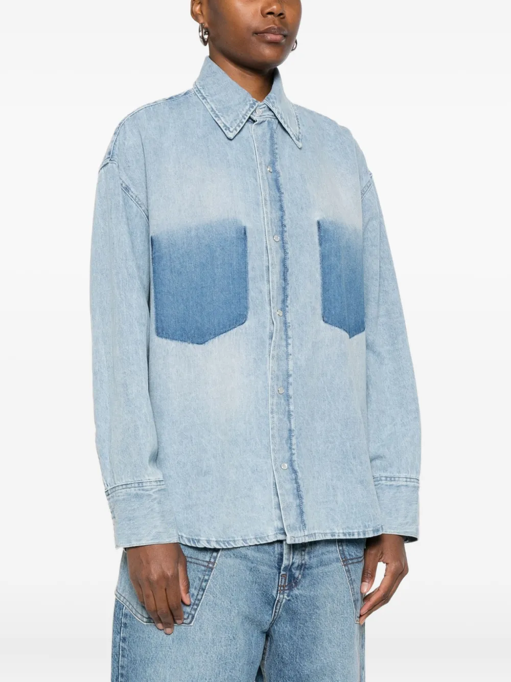  Lois Jeans Two-tone Denim Shirt - Blue 