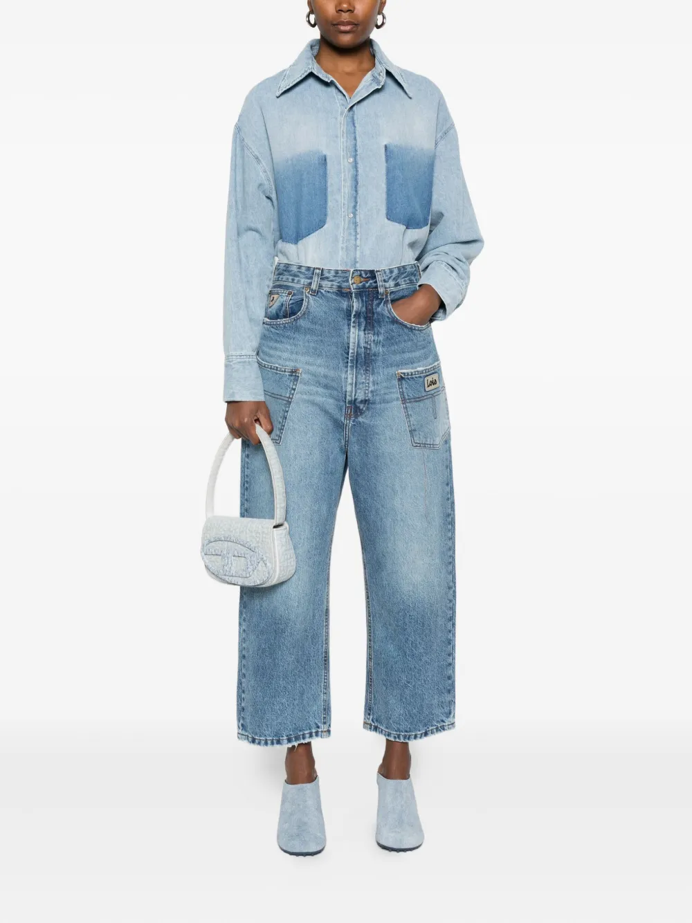 LOIS JEANS two-tone denim shirt - Blauw