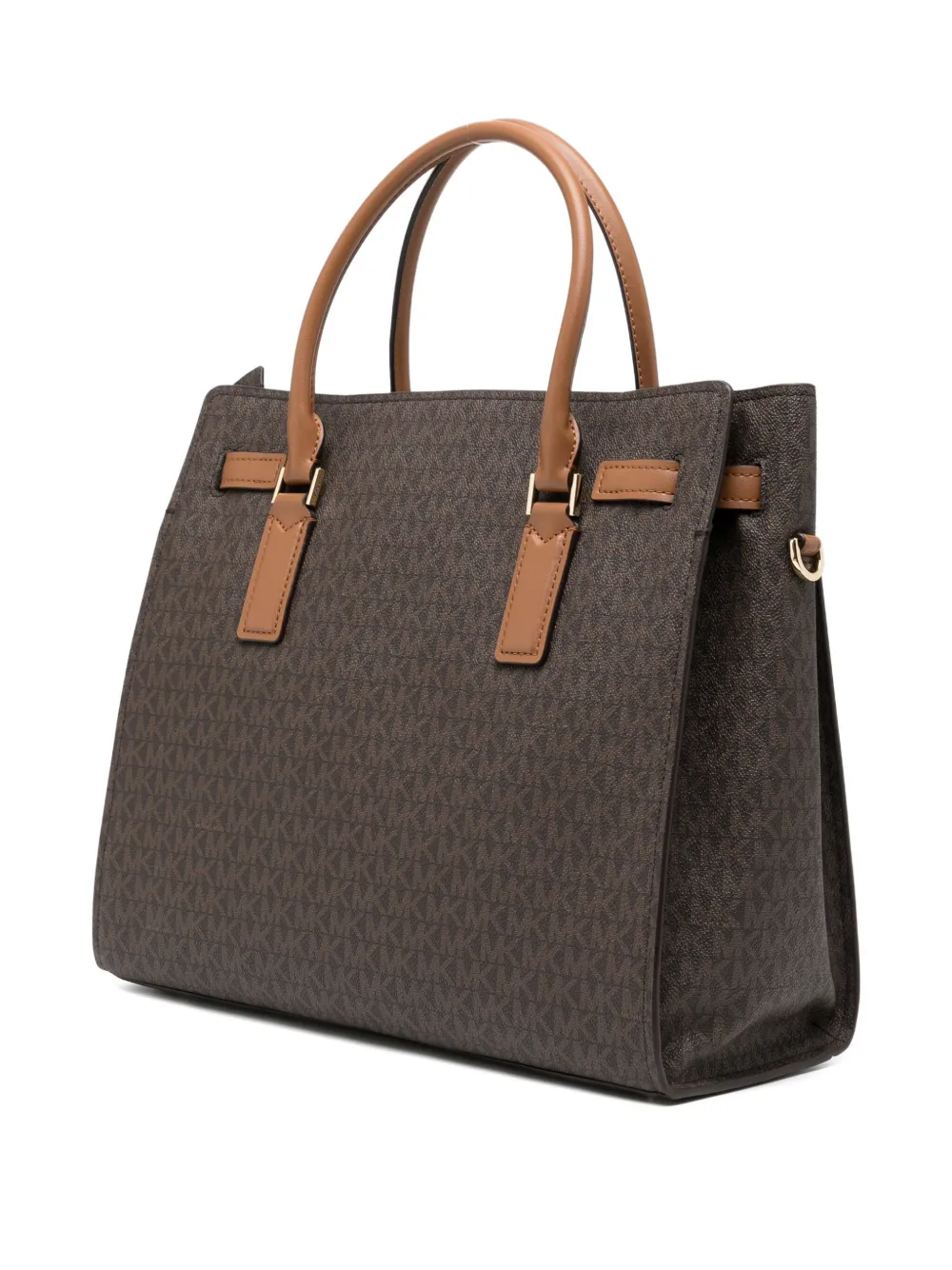 Michael Kors Hamilton Moderne Large Signature Logo Satchel In Brown