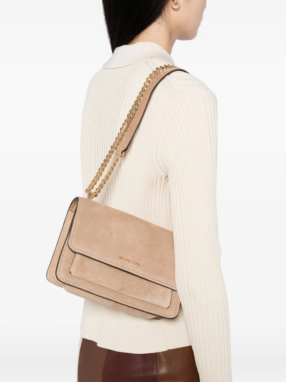 Michael Kors Grote Claire schoudertas - Beige