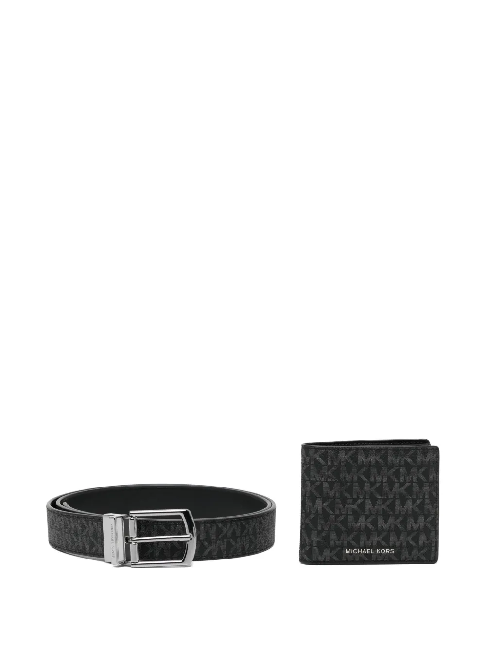 Michael Kors モノグラム財布&ベルト セット - ブラック Michael Kors モノグラム財布&ベルト セット - ブラック