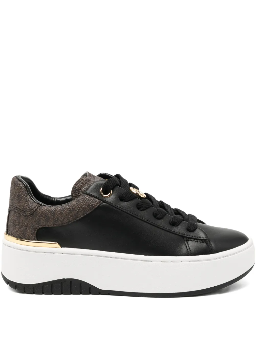Michael Kors Dottie leather and signature logo trainers Zwart