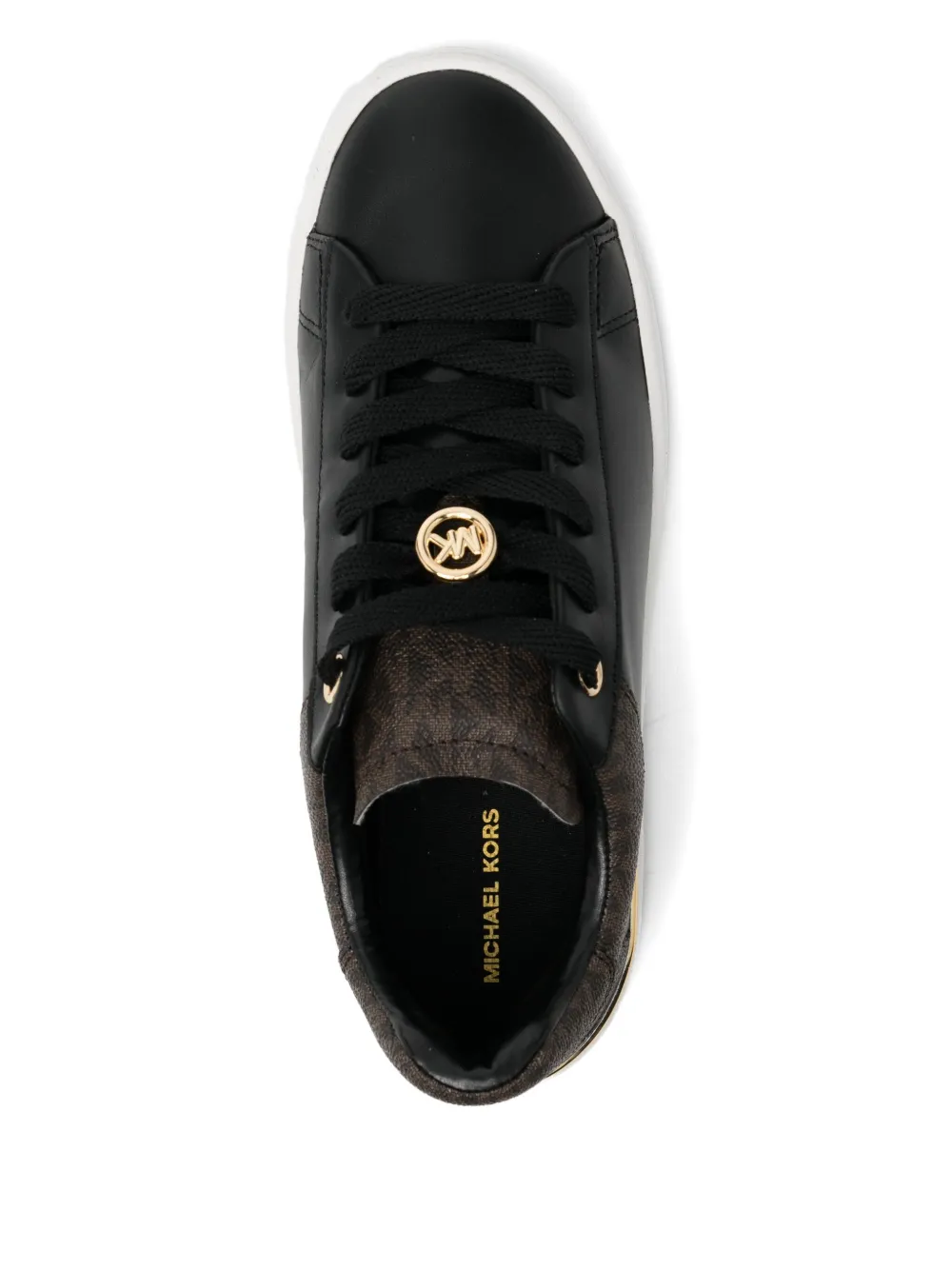 Michael Kors Dottie leather and signature logo trainers Zwart