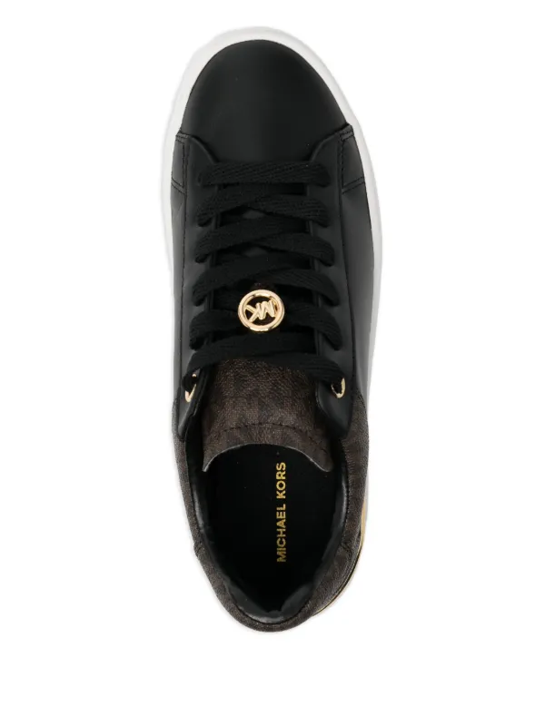 Michael Kors Dottie Leather And Signature Logo Trainers | Black