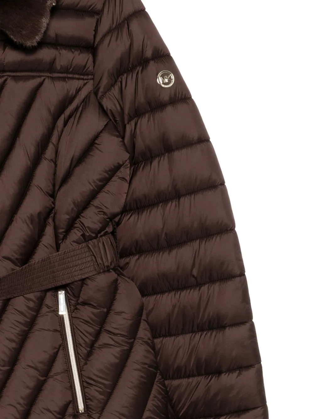 Michael Kors Logo-plaque Jacket In Brown