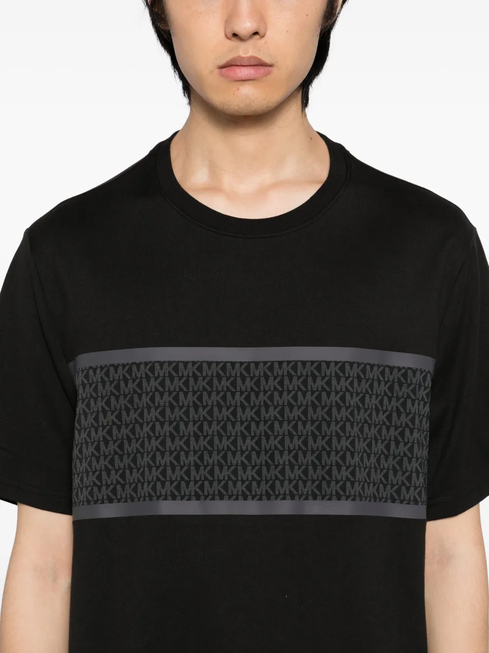 Michael Kors Striped T-shirt In Black