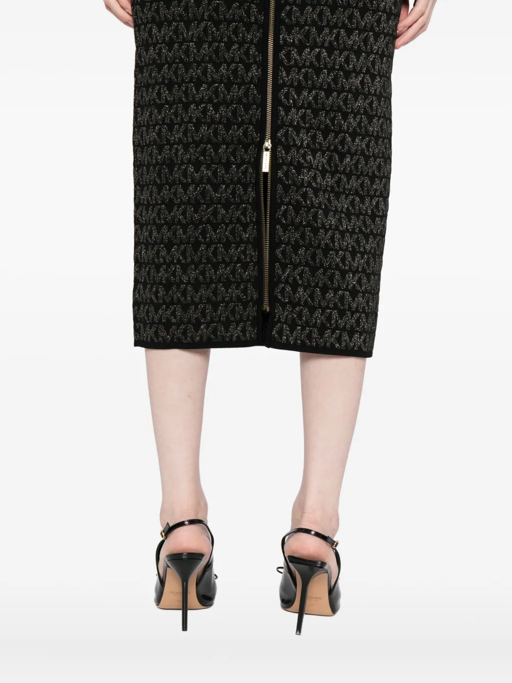 Michael Kors Logo-embroidered Midi Skirt In Black
