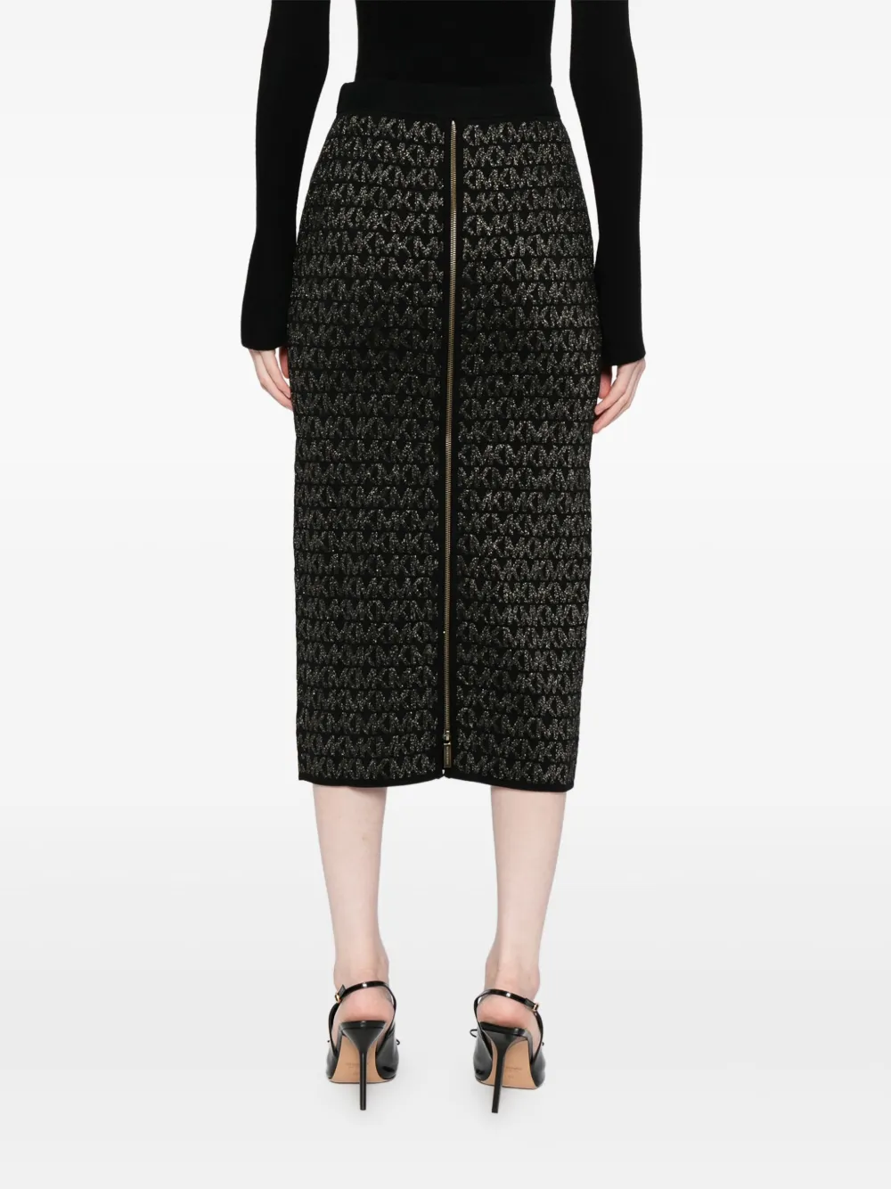 Michael Kors logo-embroidered midi skirt - ブラック Michael Kors logo-embroidered midi skirt - ブラック