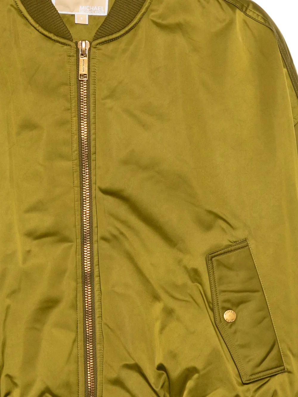 Michael Kors Satin Ciré Bomber Jacket In Green