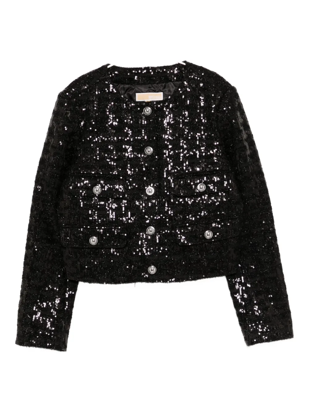 Michael Kors Sequin-embellished Tweed Jacket In Black