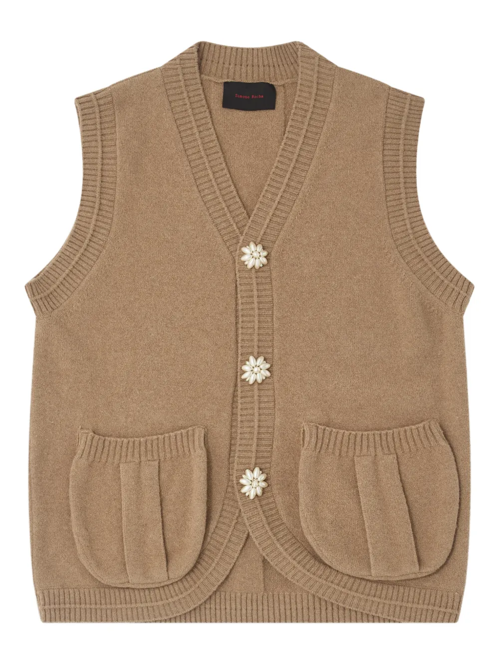 Simone Rocha pearl-button pocket vest | коричневый | Image 1