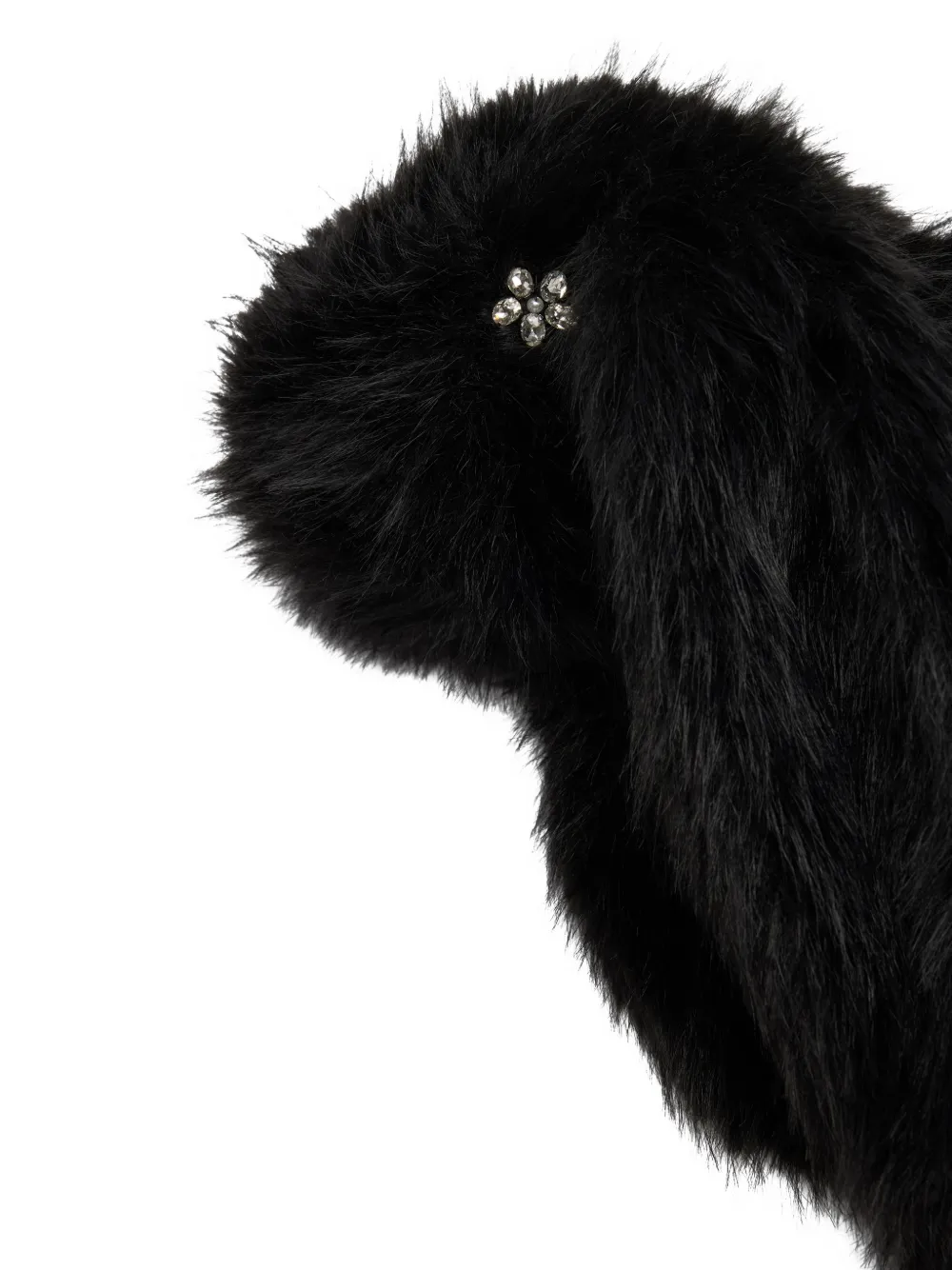 Simone Rocha Faux-fur Flower-appliqué Scarf In Black