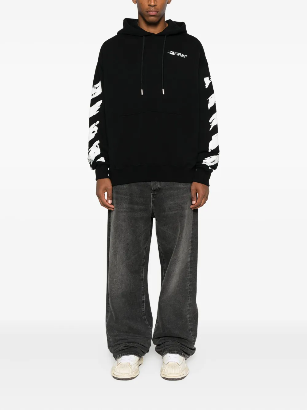 Off-white Ink Arrow Skate Hoodie In Black