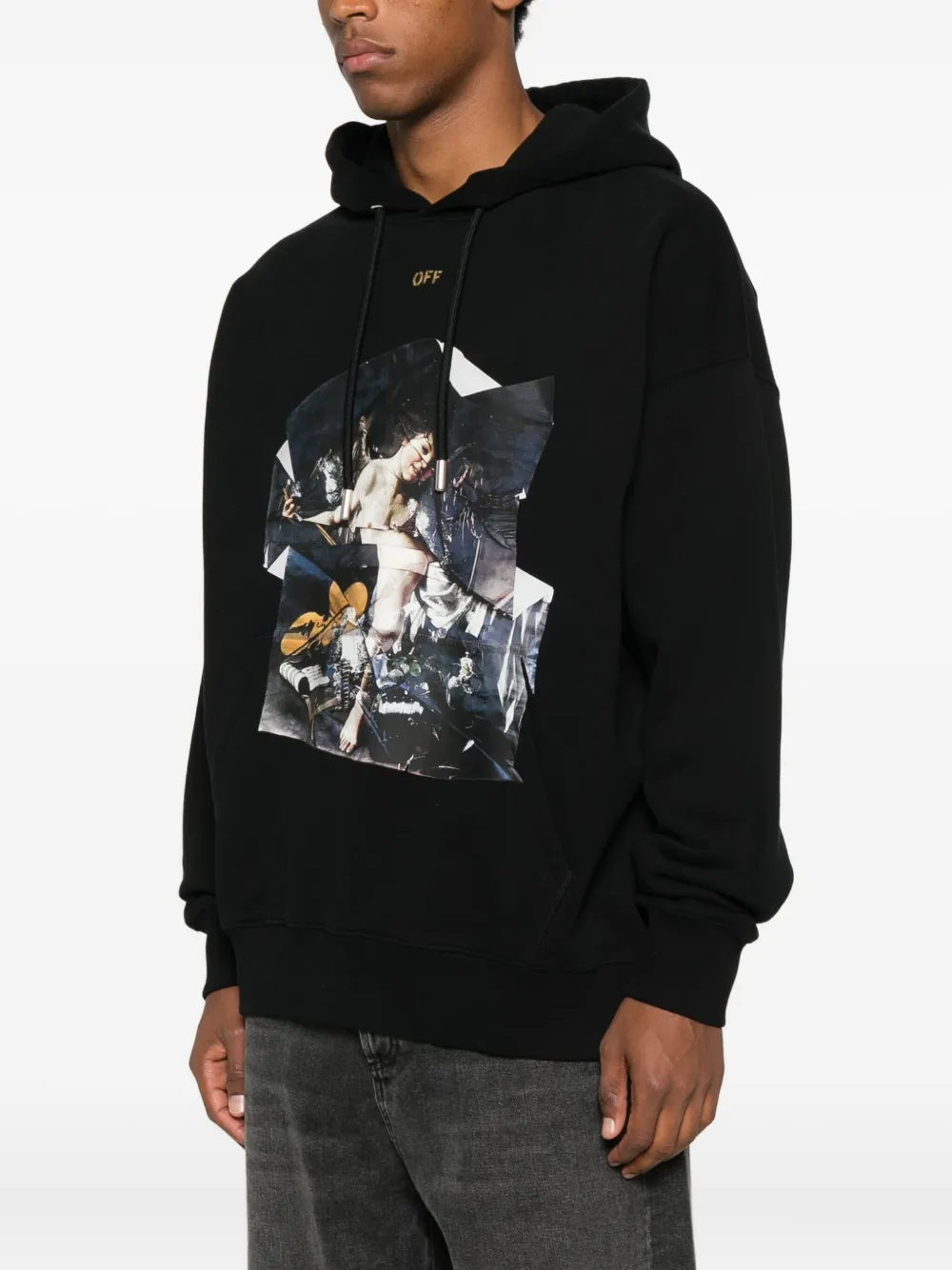 Off-white Long Sleeve Hooded Sweatshirt In Black
