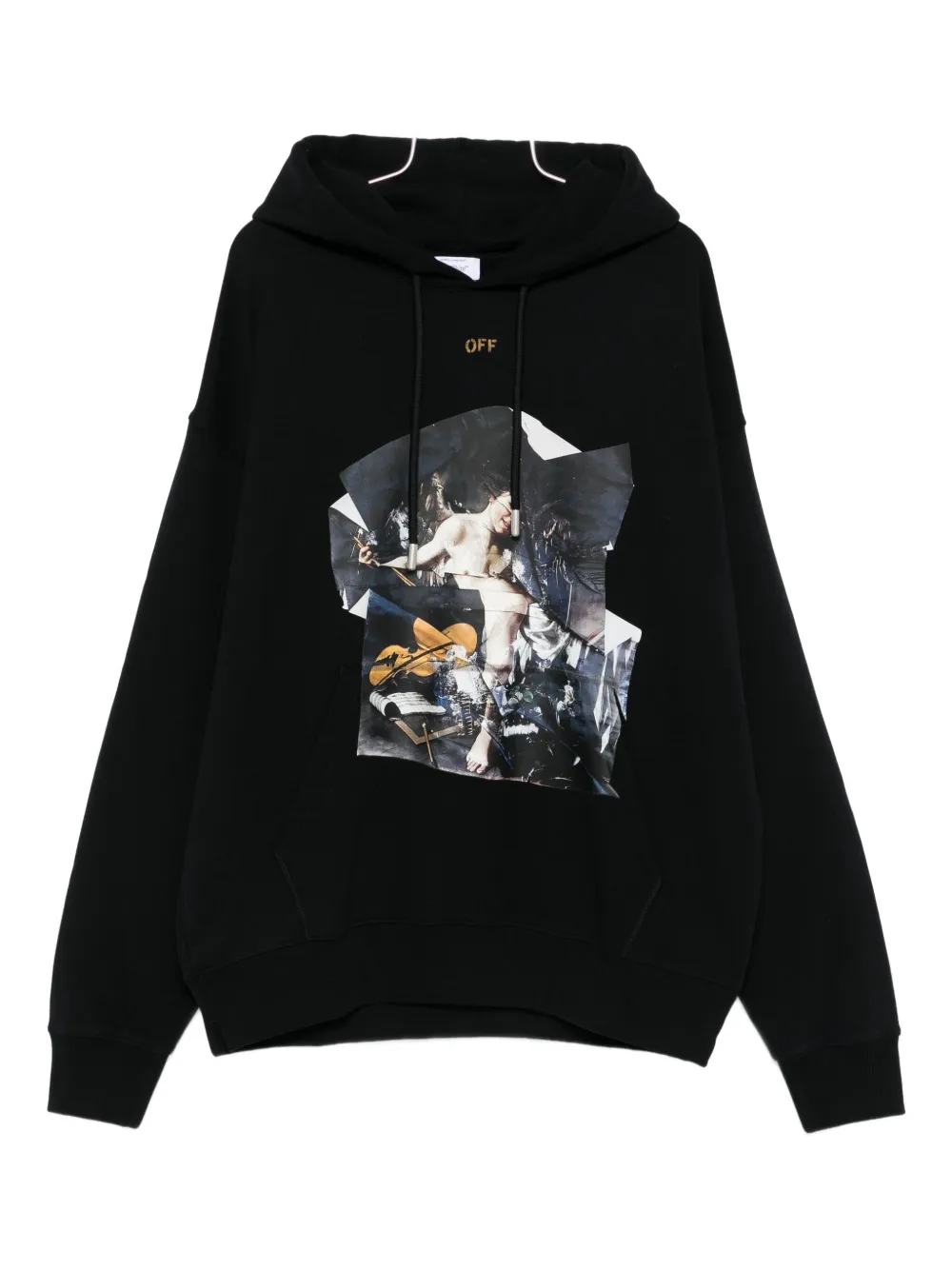 Off-white Long Sleeve Hooded Sweatshirt In Black
