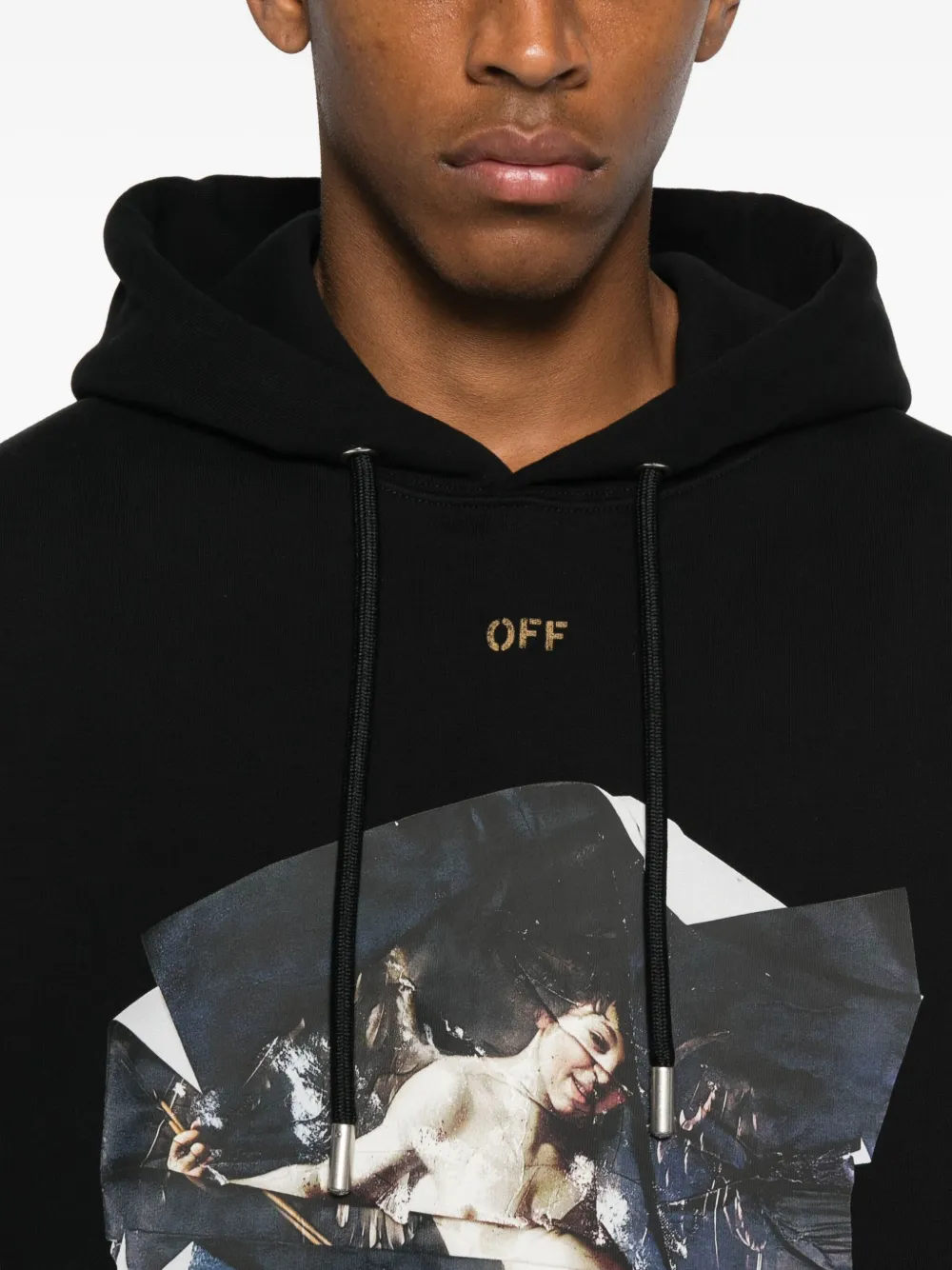 Off-white Long Sleeve Hooded Sweatshirt In Black