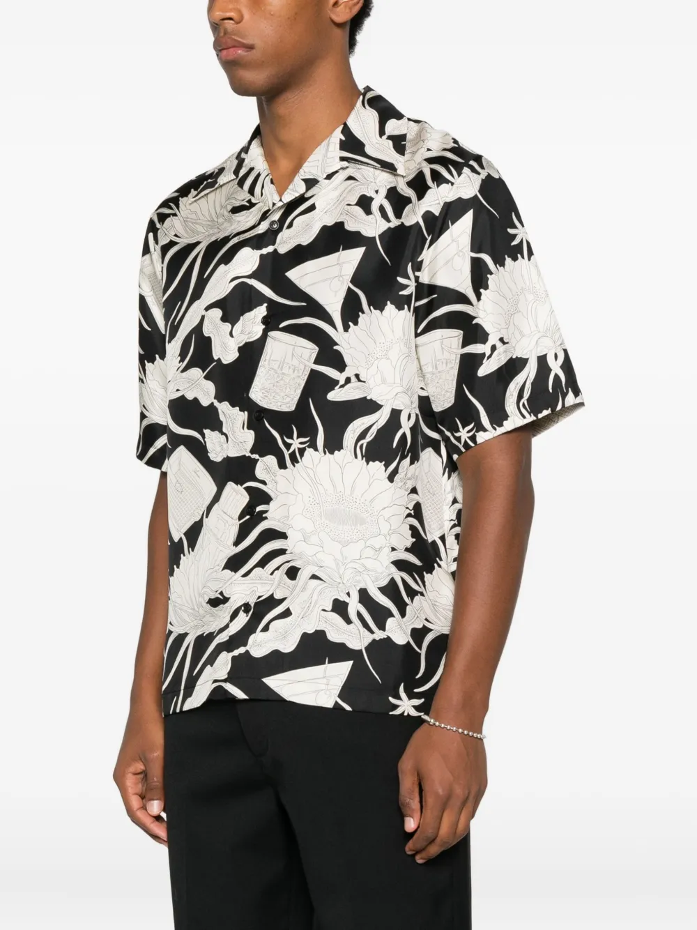 Amiri Floral-print Short-sleeved Shirt In Black