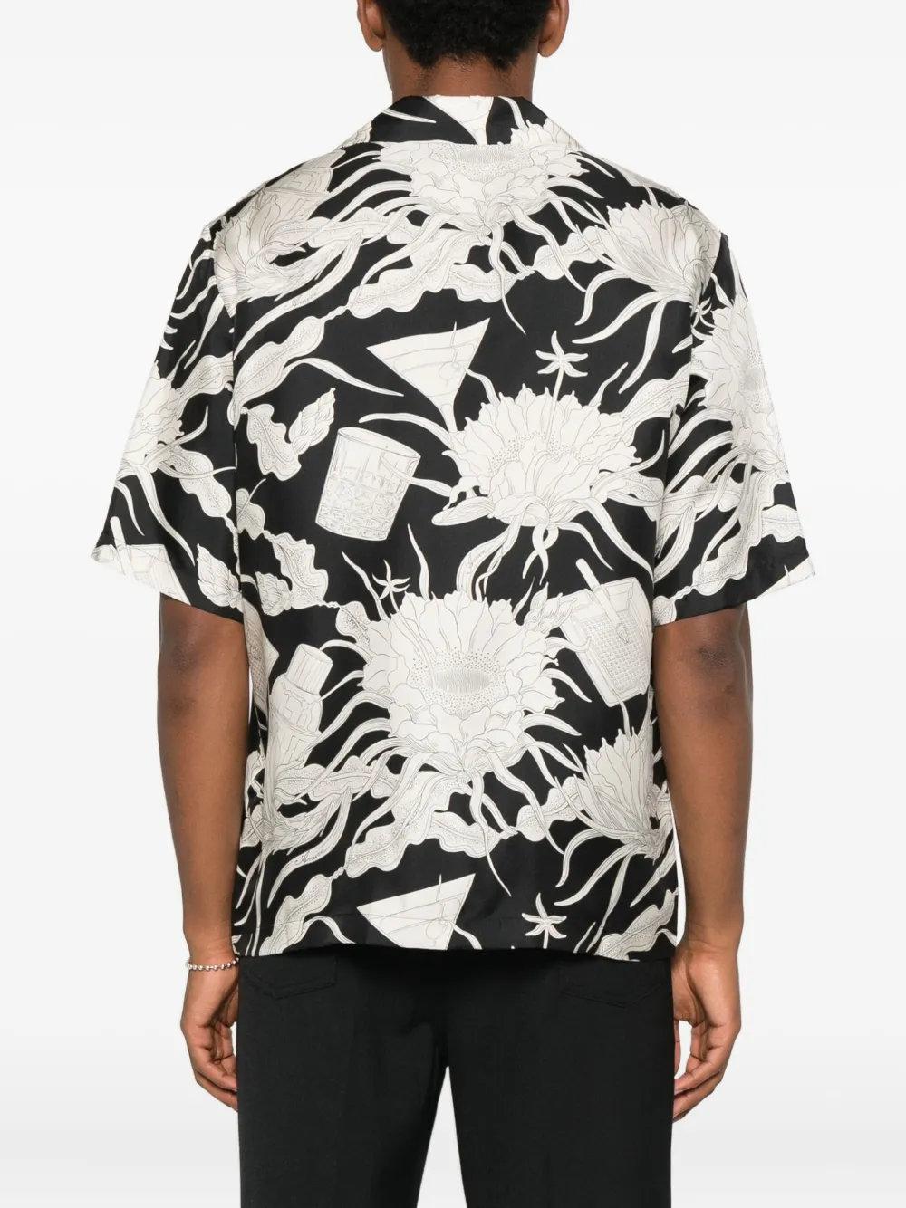 Amiri Floral-print Short-sleeved Shirt In Black