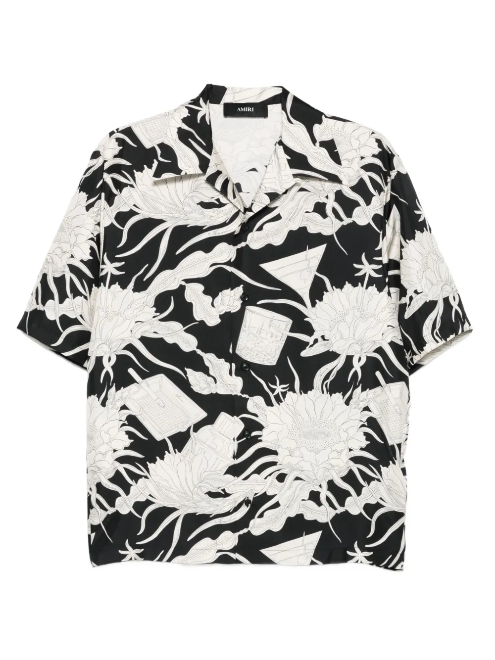AMIRI floral-print short-sleeved shirt | Black | Image 1