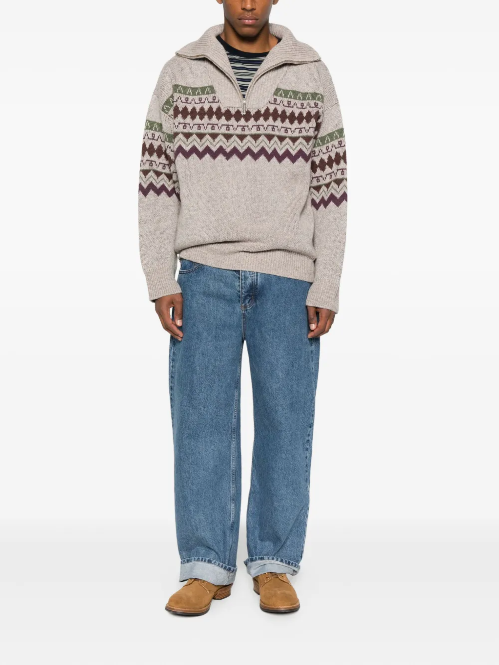 Maison Labiche zip-front patterned sweater | Knitted Sweaters | Image 2