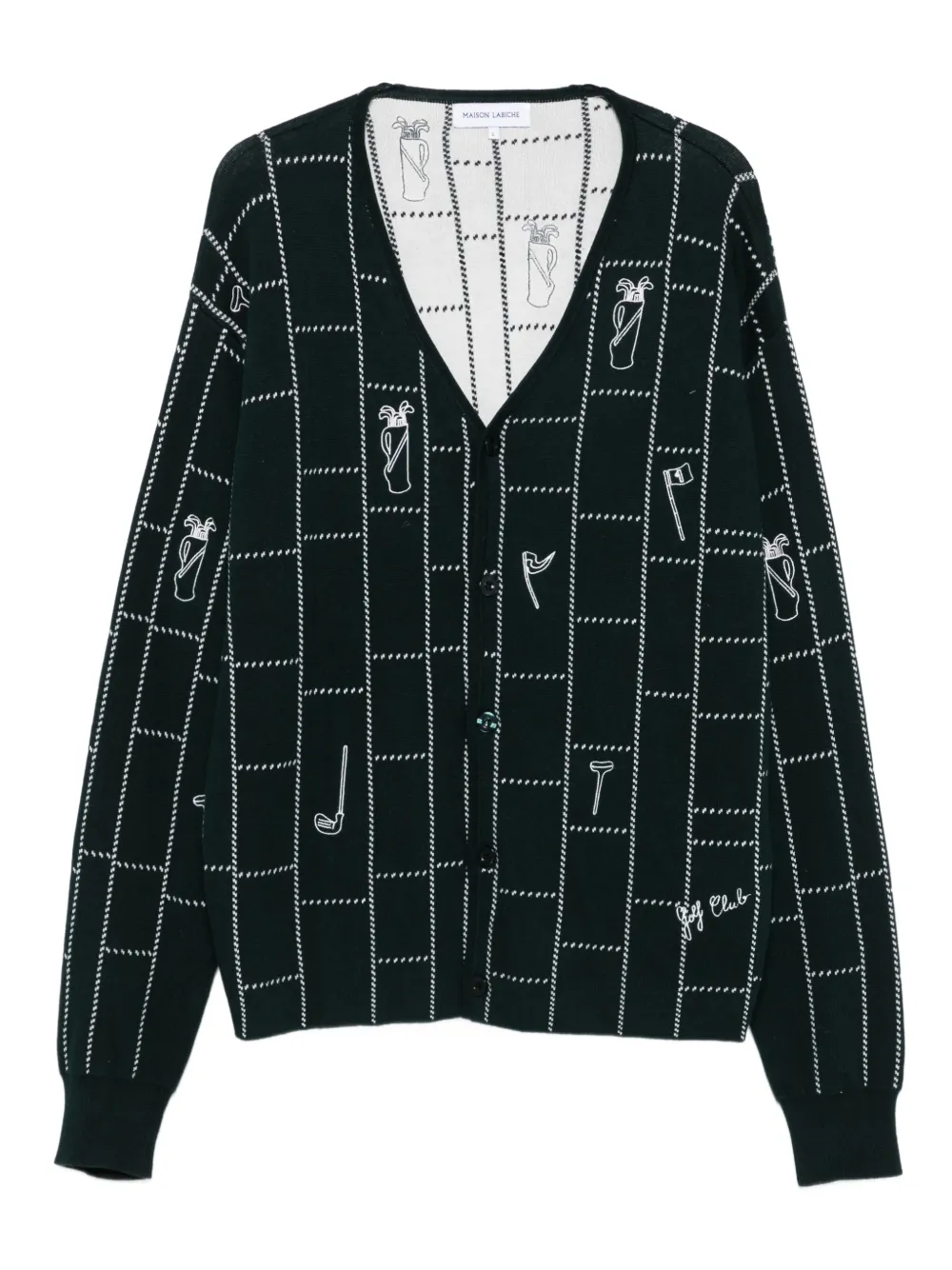 Maison Labiche grid-pattern cardigan | Green | Image 1