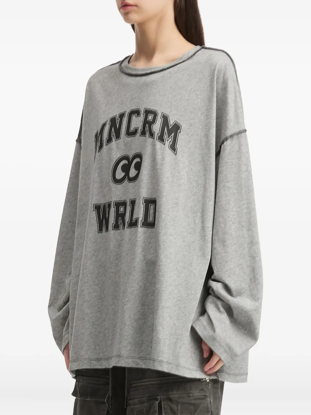  Mini Cream Graphic-print Cotton Top - Grey 