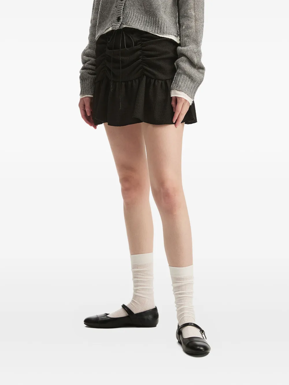 b+ab Mini-rok met ruches Zwart