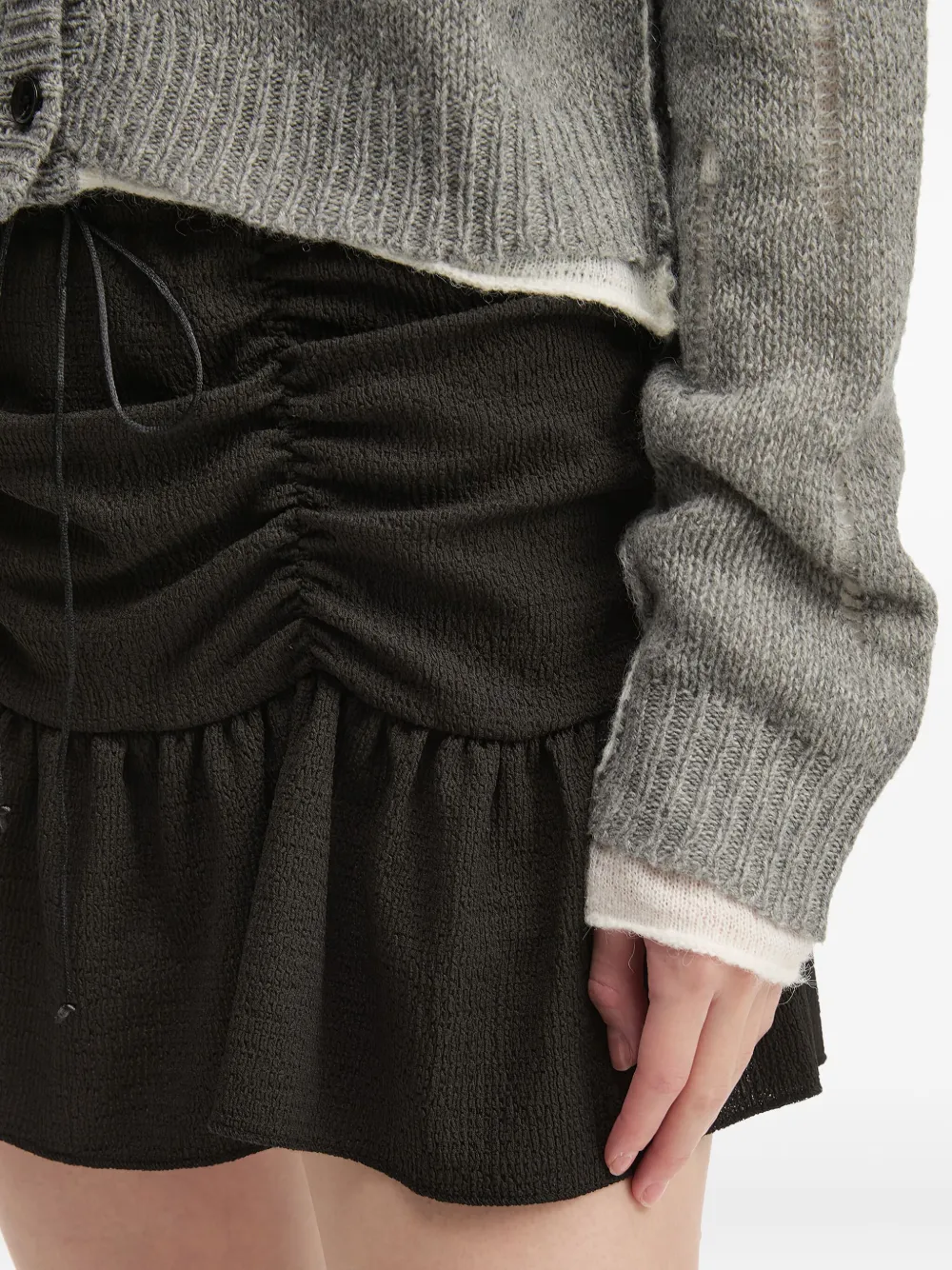 b+ab Mini-rok met ruches Zwart