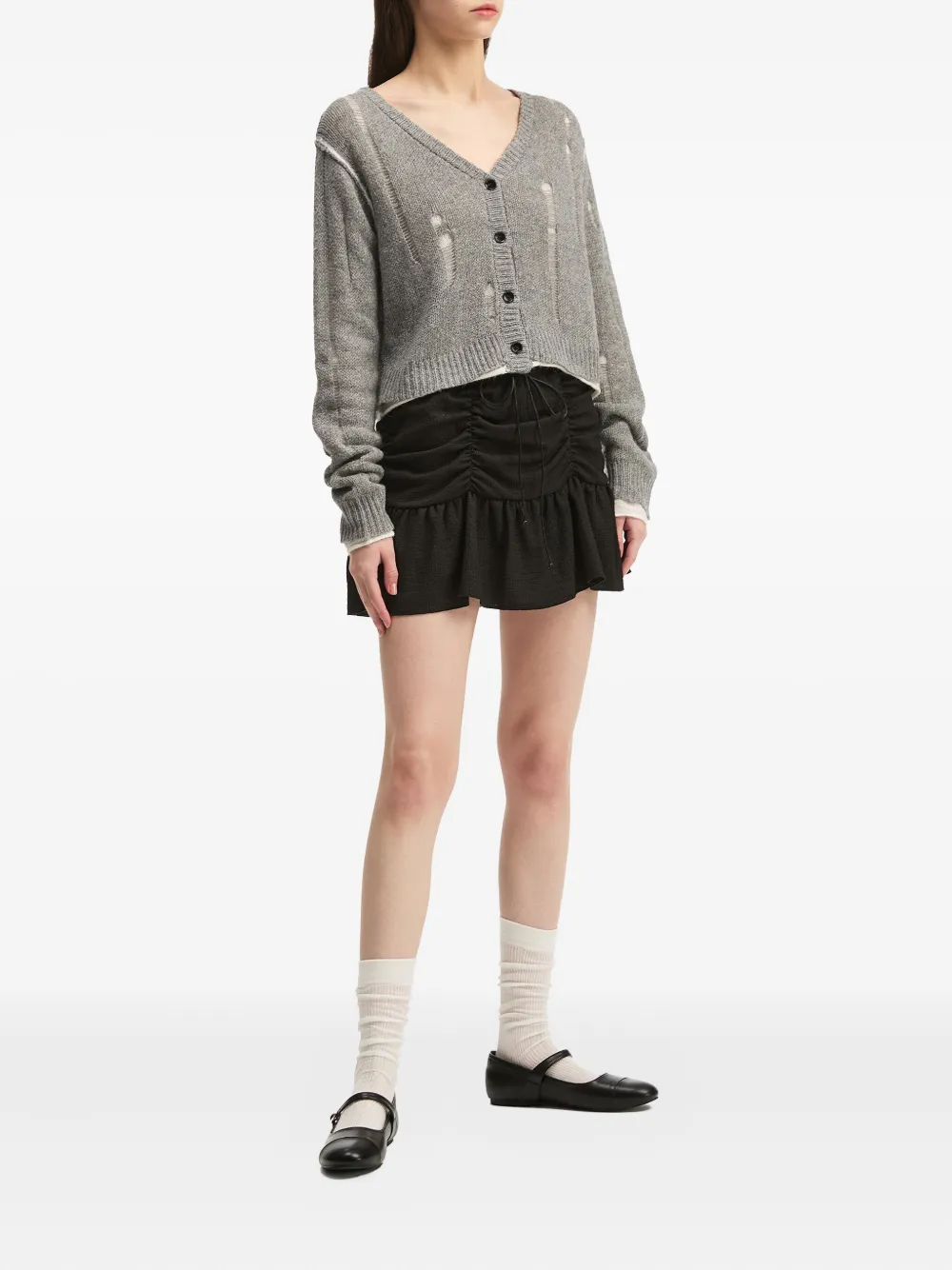 B+ab Mini-rok met ruches - Zwart