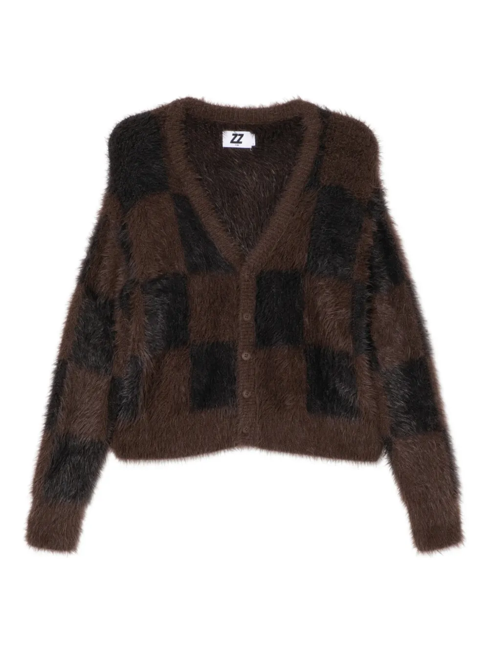 Izzue Checked Cardigan In Brown