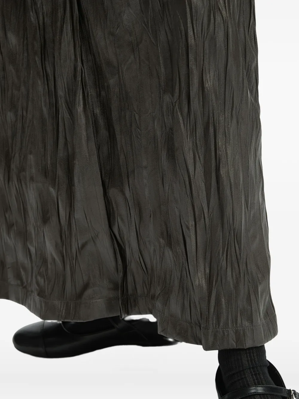 B+ab Crinkled-effect Midi Skirt In Brown