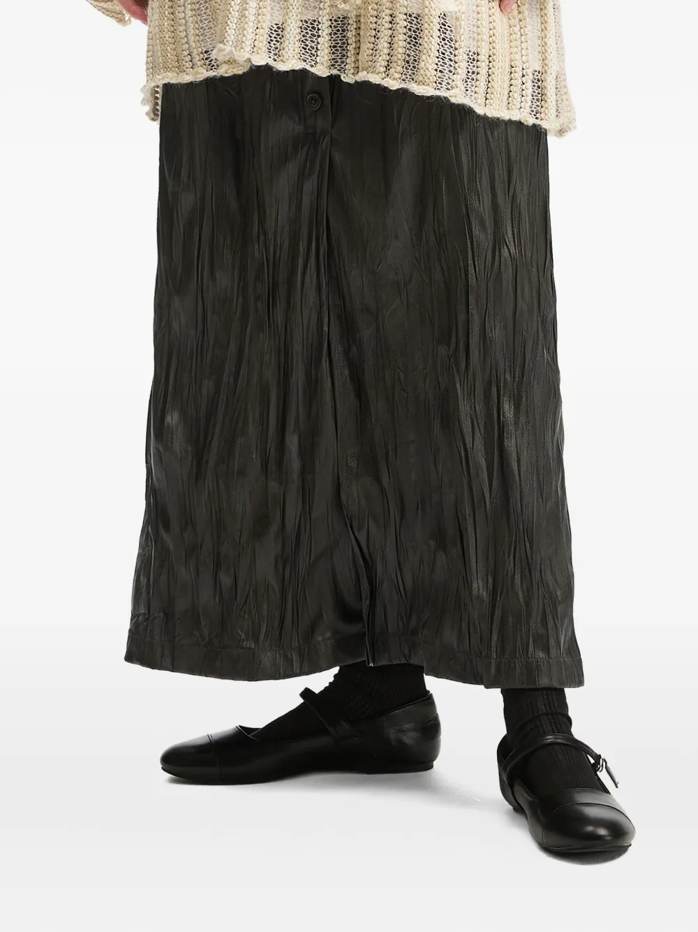B+ab Crinkled-effect Midi Skirt In Brown