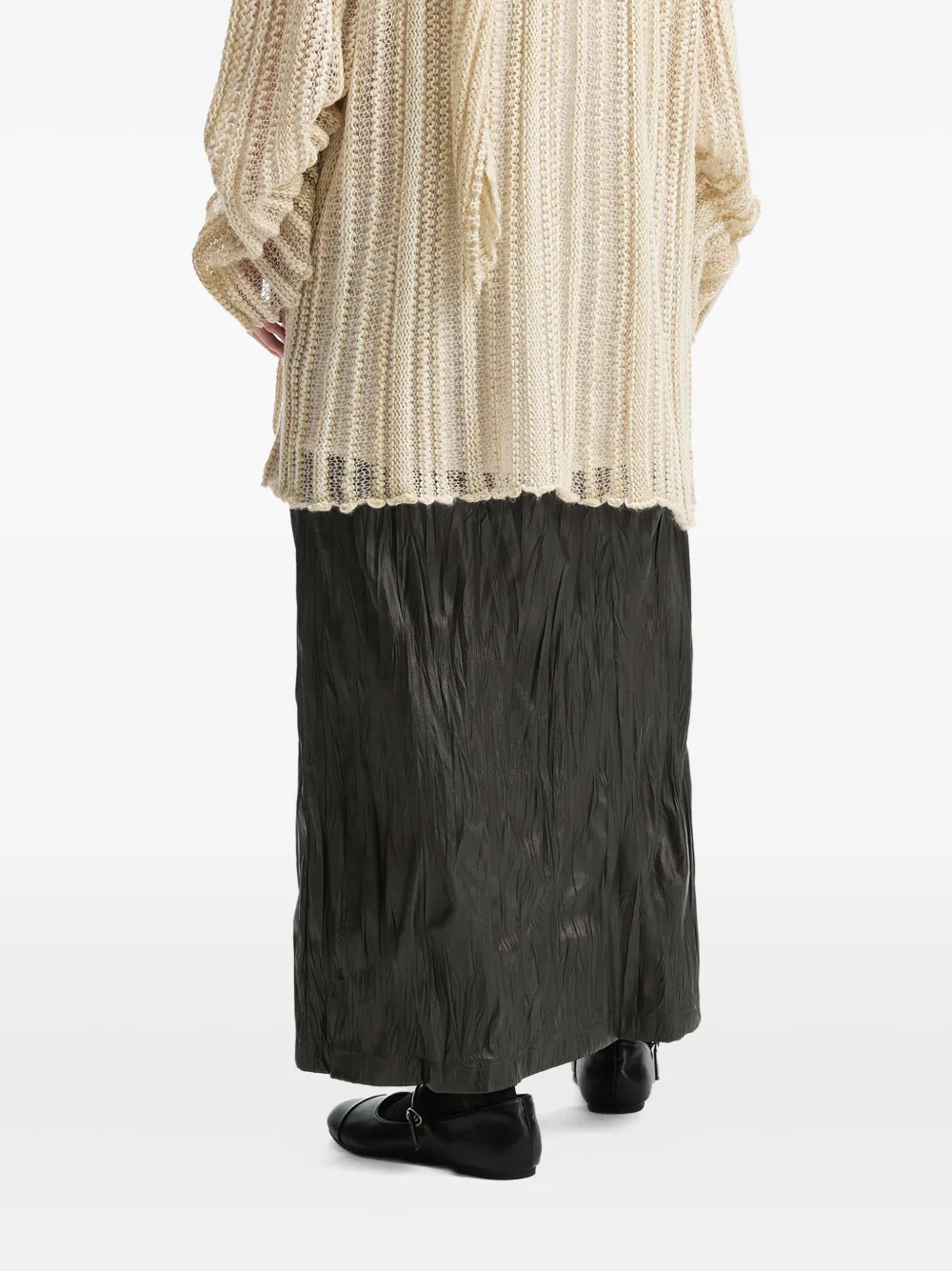 B+ab Crinkled-effect Midi Skirt In Brown