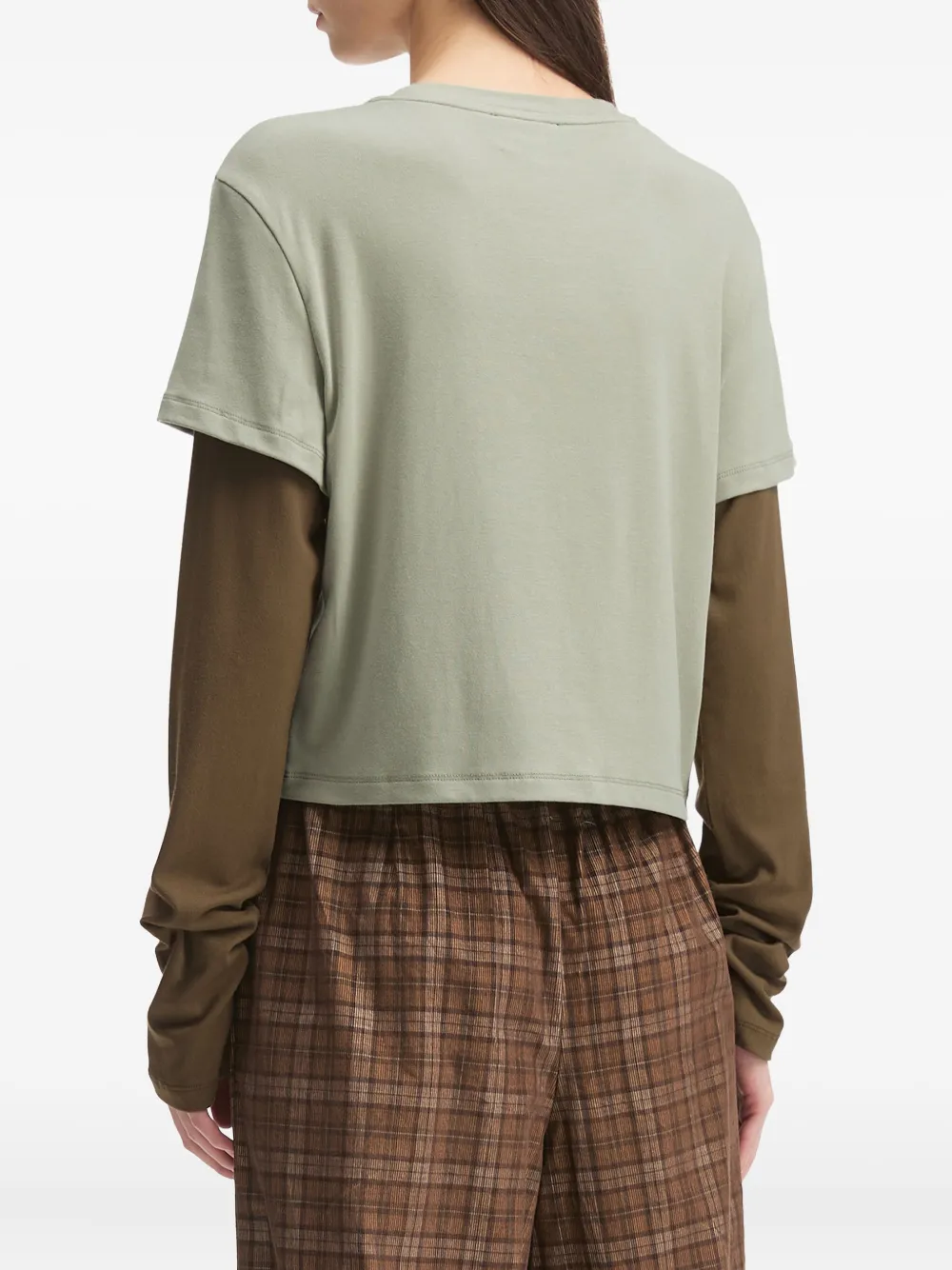 Mini Cream Layered Graphic Top In Green
